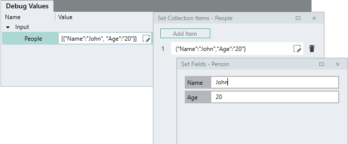 Debug values - Editor